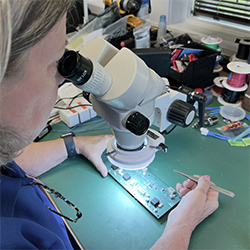 Close-up inspection under microscope